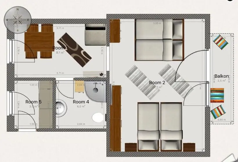 バルコニー付き１ベッドルームアパートメント, Haus Alpenblick Mölltal
