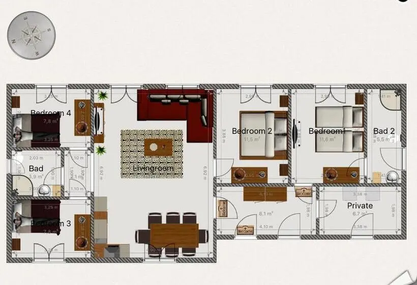 ４ベッドルームアパートメント, Haus Alpenblick Mölltal