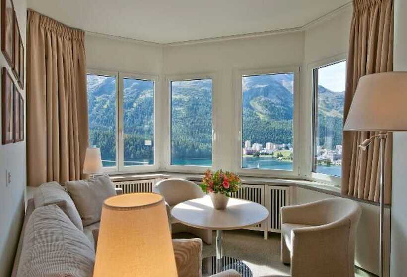 带河湖景观的轻年套房, Schweizerhof St. Moritz