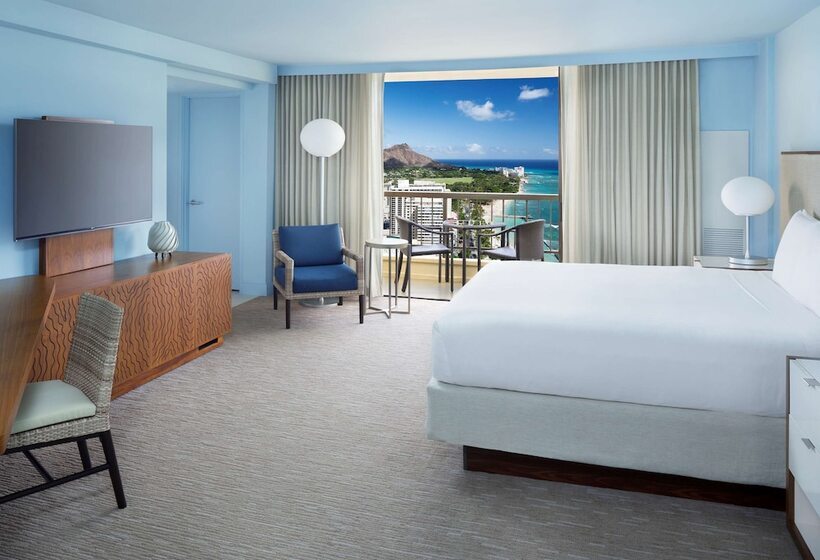 اتاق استاندارد با تخت دوبل و چشم‌انداز دریا, Hyatt Regency Waikiki Beach Resort & Spa