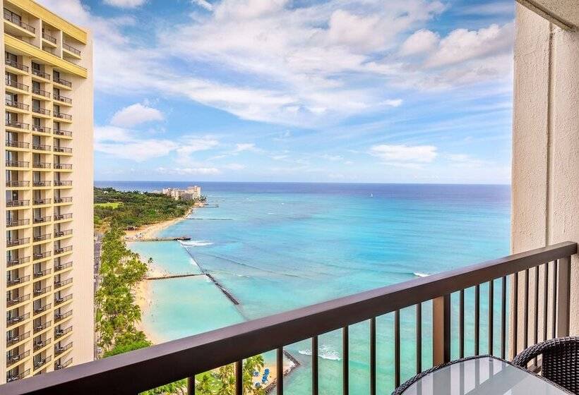 带海景的带双人床的标准间, Hyatt Regency Waikiki Beach Resort & Spa