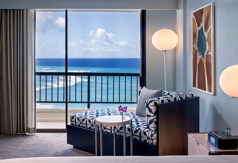 带海景的带双人床的标准间, Hyatt Regency Waikiki Beach Resort & Spa