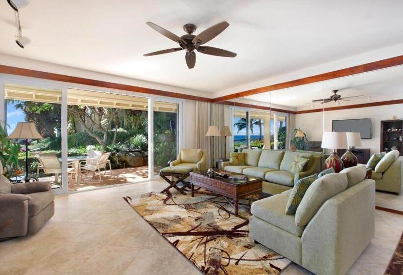 شقة غرفتين نوم إطلالة جانبية على البحر, Whalers Cove In Poipu