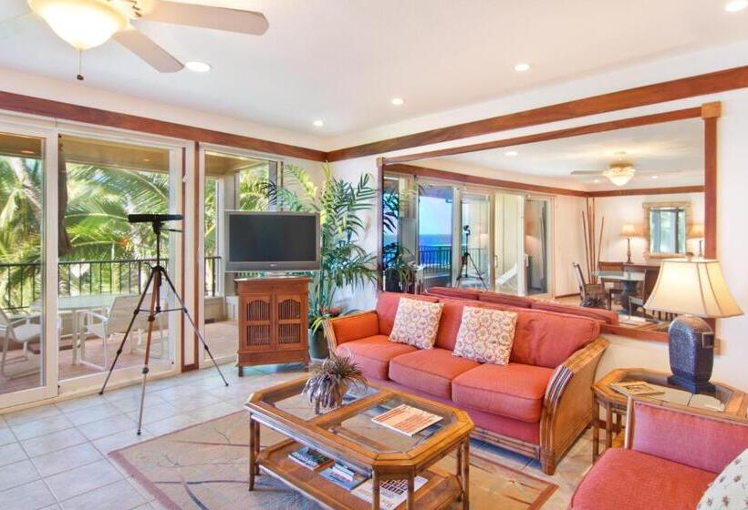 شقة غرفتين نوم إطلالة جانبية على البحر, Whalers Cove In Poipu