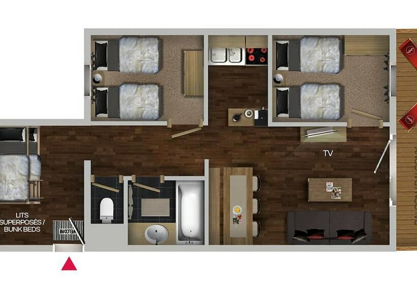 آپارتمان 2 خوابه, Residences Village Montana By Les Etincelles