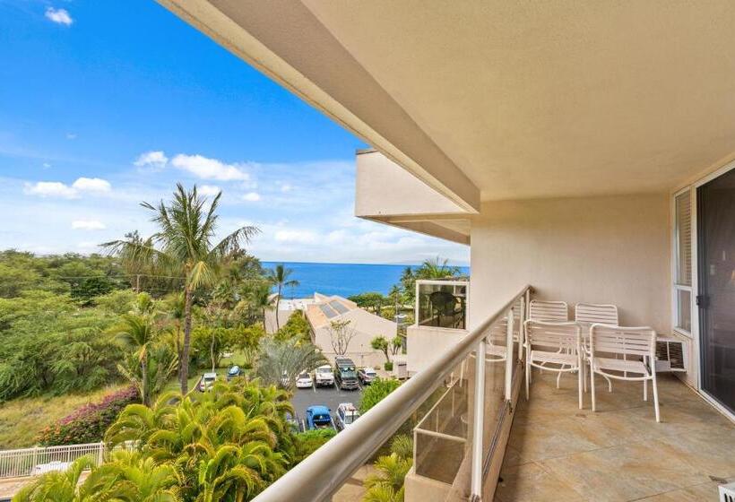 شقة ديلوكس غرفة نوم واحدة إطلالة جانبية على البحر, Aston At The Maui Banyan
