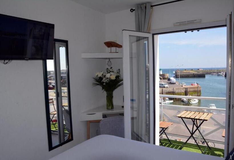 חדר סטנדרט נוף לים עם מרפסת, Atlantic Hôtel   L Ile D Yeu