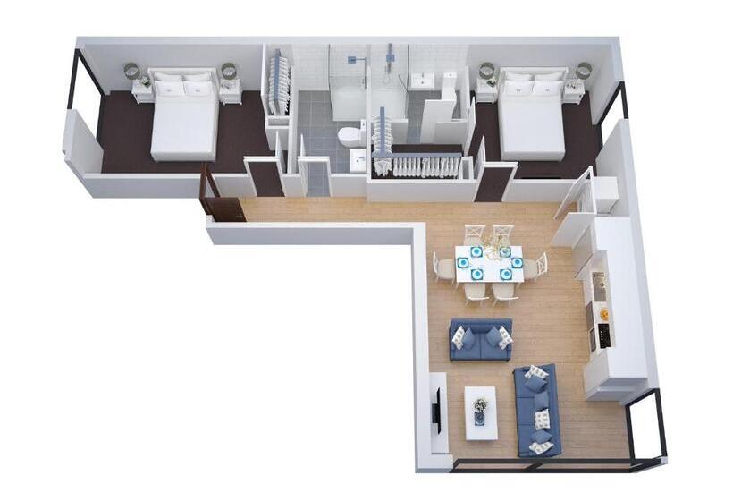 شقة ديلوكس غرفتين نوم, The Hamptons Apartments  St Kilda