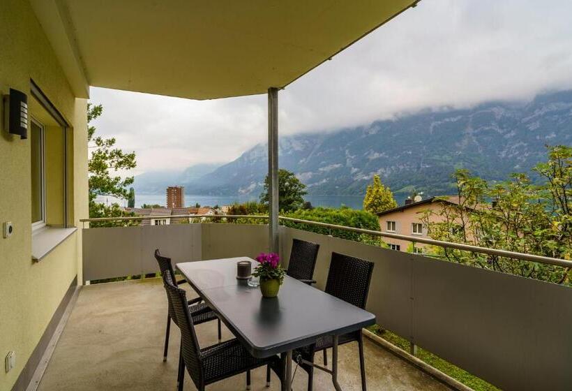 テラス付き1ベッドルームアパートメント, Seeblick Smart Hotel Rössli