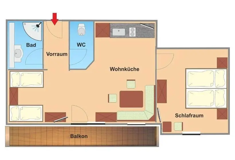 آپارتمان 1 خوابه با بالکن, Pension Spreitzhof & Appartement Royer