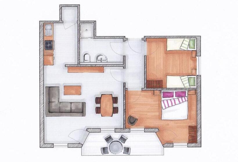 带1个卧室的带阳台的公寓, Landgasthaus Hoffmann