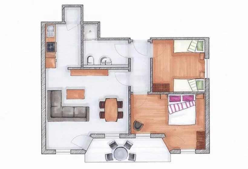 バルコニー付き１ベッドルームアパートメント, Landgasthaus Hoffmann