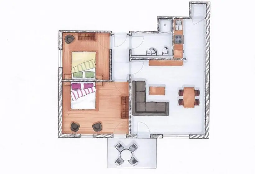 テラス付き１ベッドルームアパートメント, Landgasthaus Hoffmann
