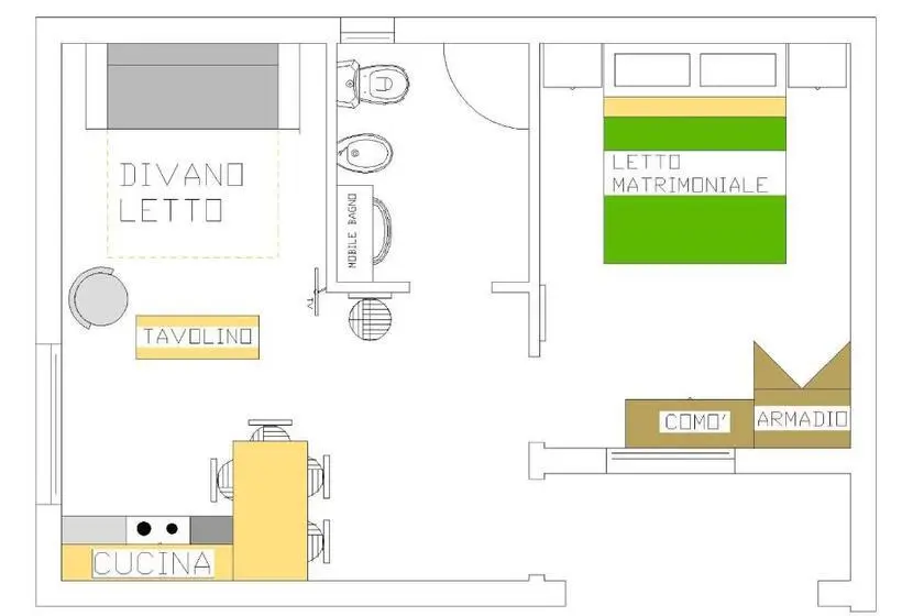 キッチンなしの１ベッドルームアパートメント, Villaggio Olmè