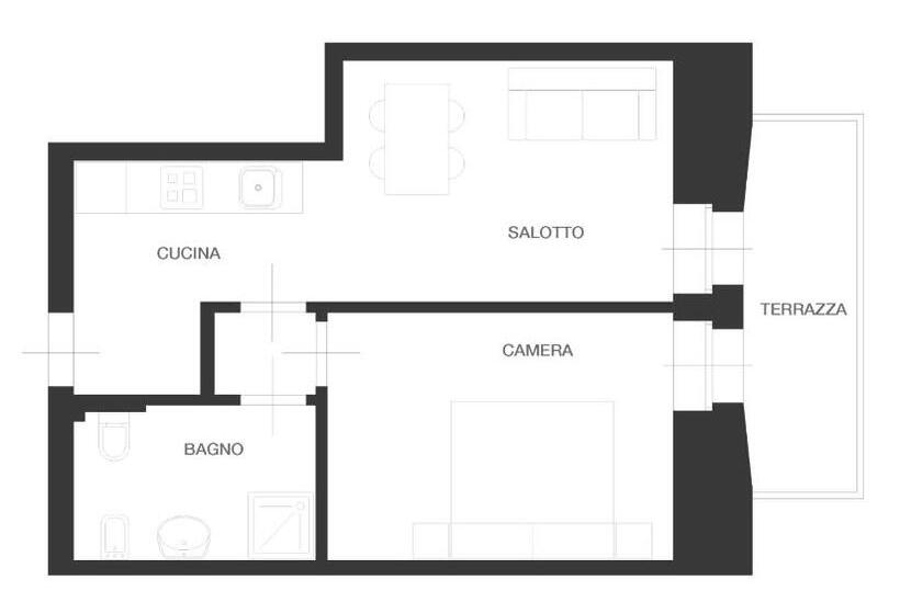 דירה בת חדר שינה 1 עם מרפסת, Residence Aurora