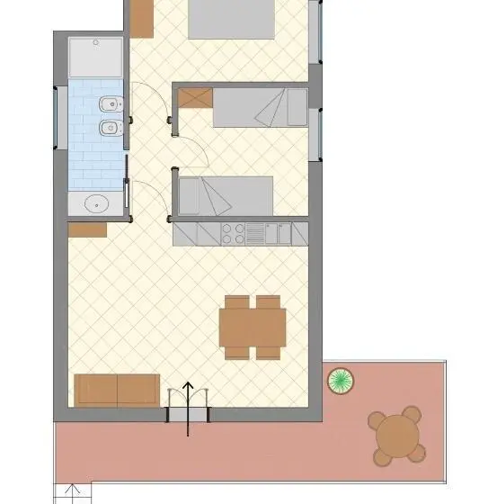 バルコニー付２ベッドルームアパートメント, Residence Il Melograno