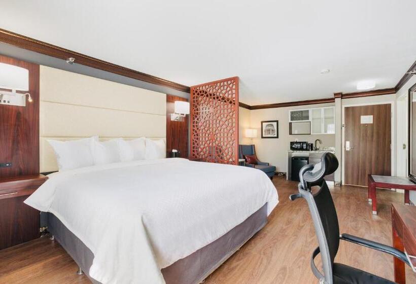 מיטת קינג בסוויטה, The Leo Collection Detroit, Ascend Hotel Collection