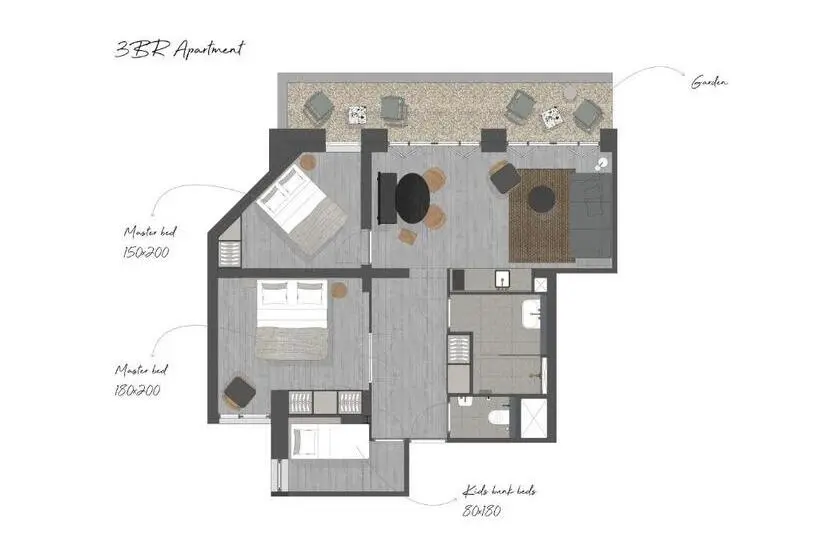 ３ベッドルームアパートメント, Boutique Hotel Benedict Noordwijk