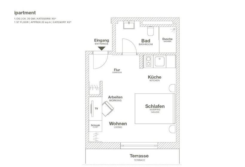 استودیو استاندارد با بالکن, Ipartment Wolfsburg