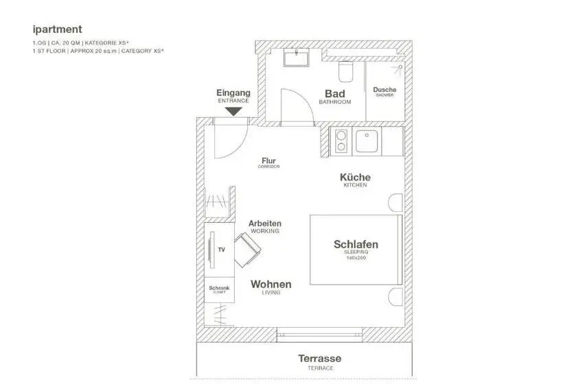 バルコニー付きスタンダードステューディオ, Ipartment Wolfsburg