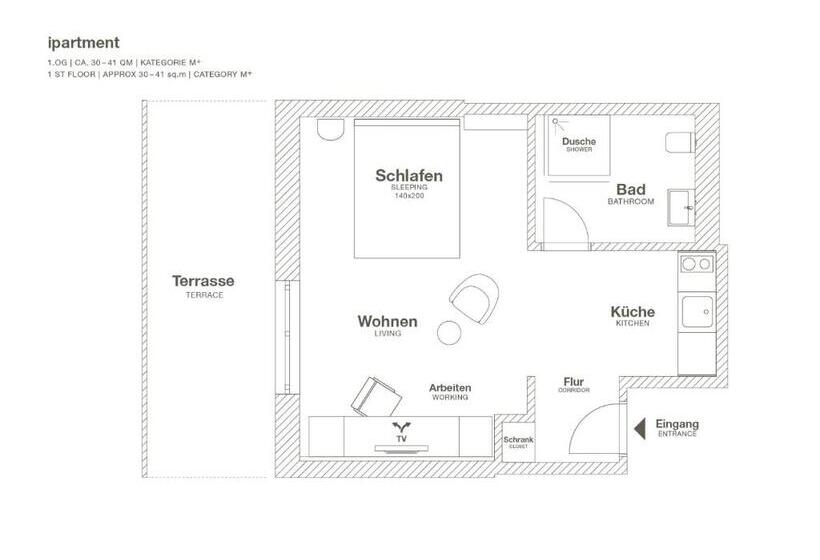 Студио Стандарт с Террасой, Ipartment Wolfsburg