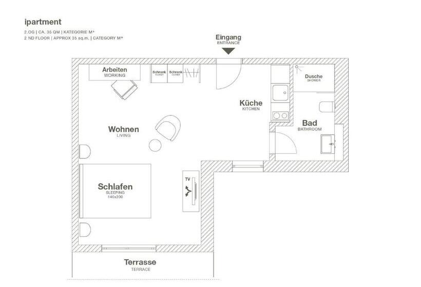 استودیو استاندارد با تراس, Ipartment Wolfsburg