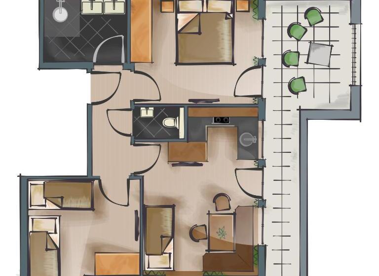 Апартаменты 1 Спальня с Террасой, Waidmannsruh Appartements