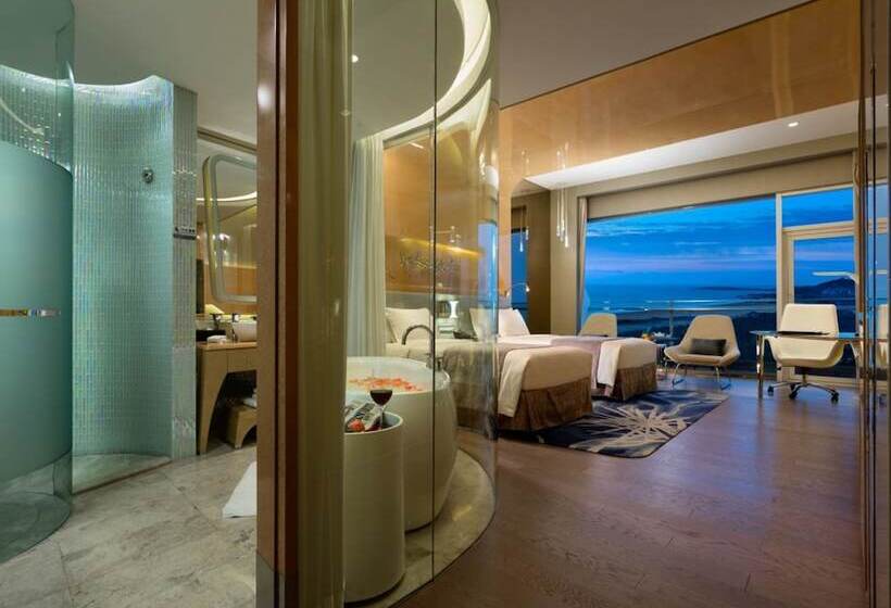 غرفة ديلوكس مطلّة علي البحر, Wyndham Grand Qingdao