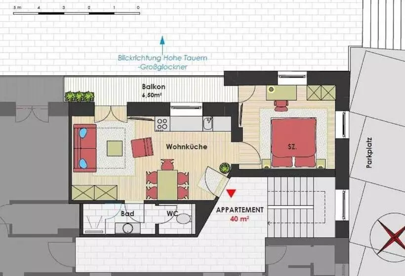 バルコニー付き１ベッドルームアパートメント, Römerhof