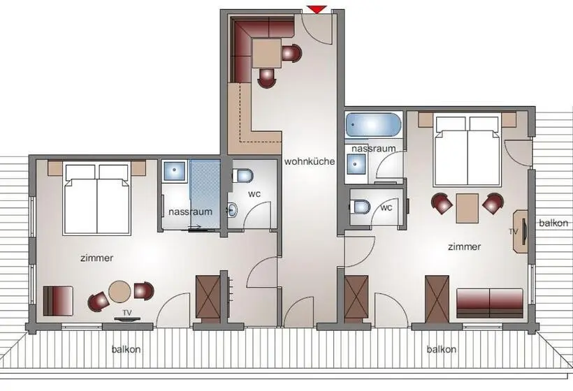 آپارتمان 1 خوابه با چشم‌انداز باغ, Appartement Hotel Garni Matthäuserhof