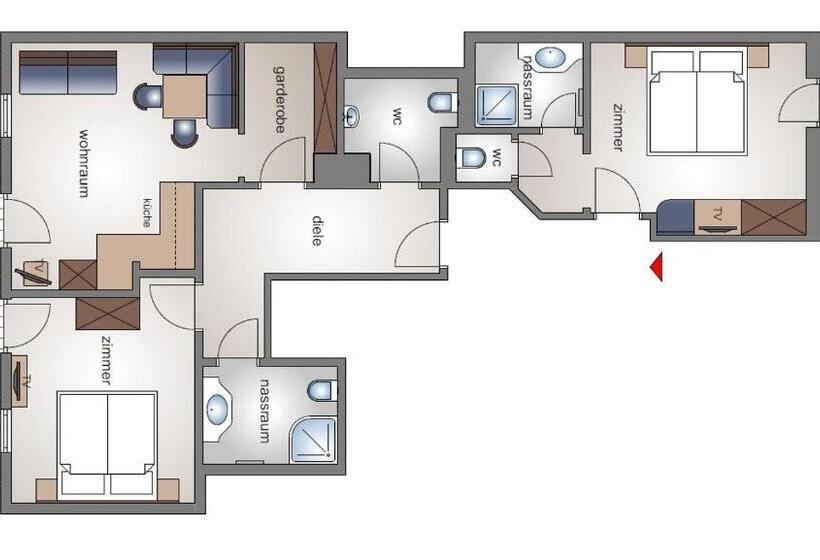 Апартаменты 1 Спальня с Видом, Appartement Hotel Garni Matthäuserhof