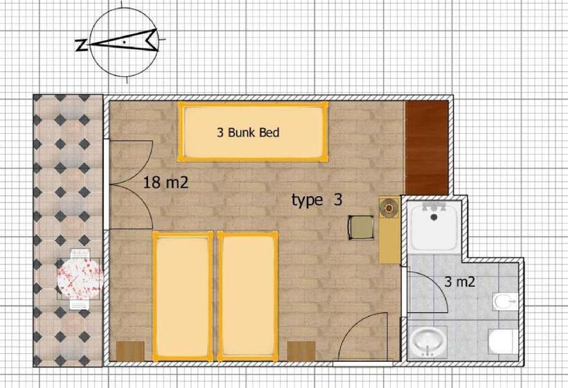 اتاق استاندارد چهارنفره با بالکن, La Brezza Frontemare