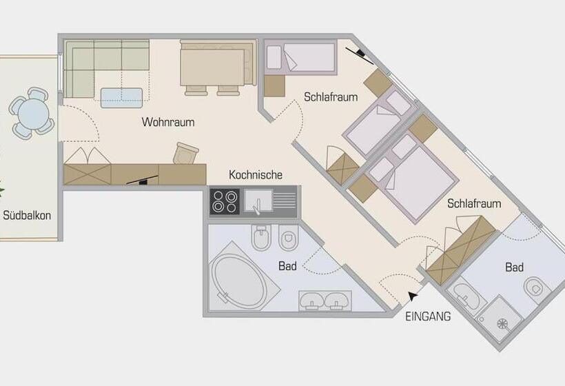 발코니가 있는 2 베드룸 아파트, Residence Hirzer