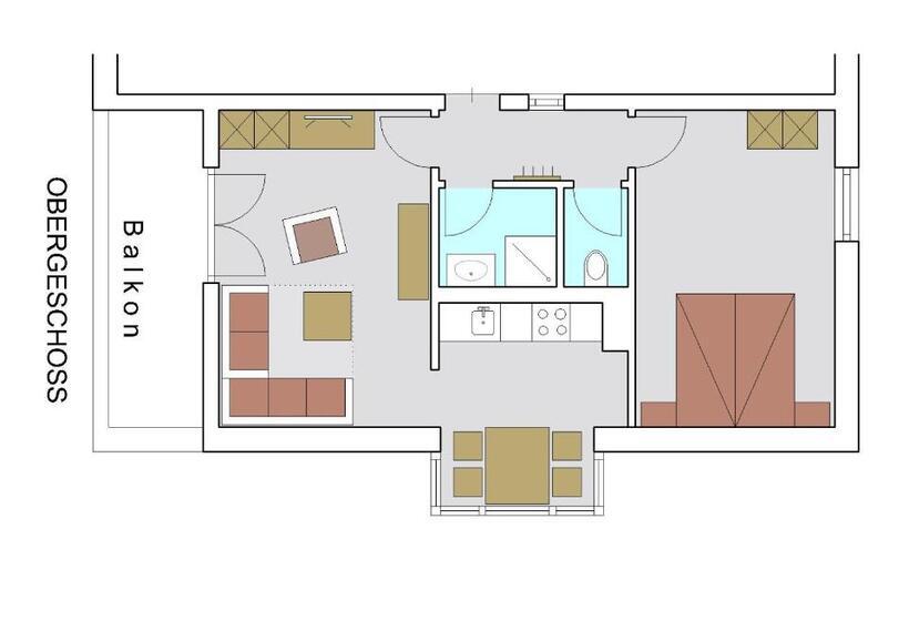 침실 1개 가든 전망 아파트, Biberhof