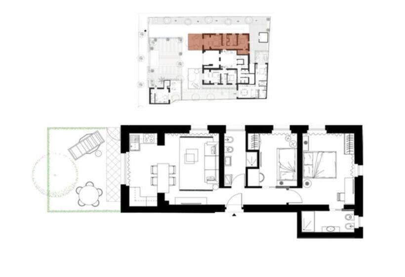 Апартаменты 1 Спальня Нижний Этаж, Elegance Riccione