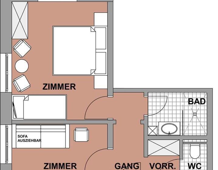 غرفة عائلية مطلّة علي الجبل, Valbella Bed & Breakfast