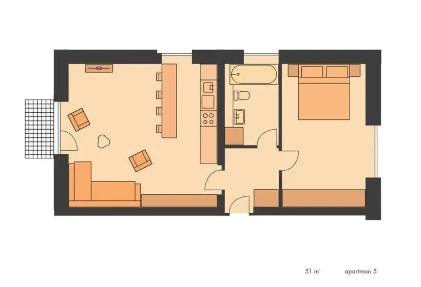 バルコニー付き１ベッドルームアパートメント, Apartmány Gryf Harrachov