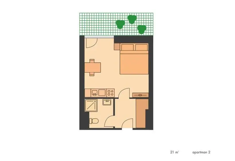 テラス付き１ベッドルームアパートメント, Apartmány Gryf Harrachov