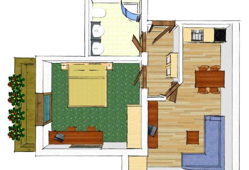 침실 1개 발코니 아파트, Pension Am Rain