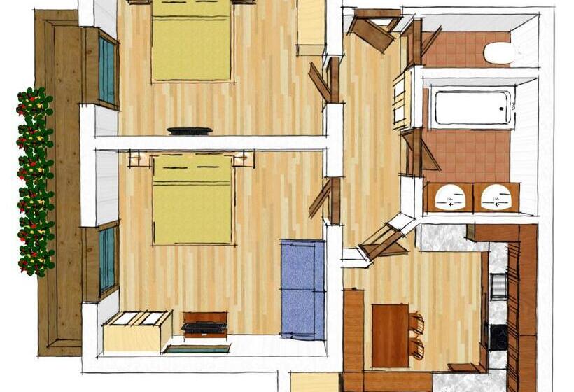 발코니가 있는 2 베드룸 아파트, Pension Am Rain
