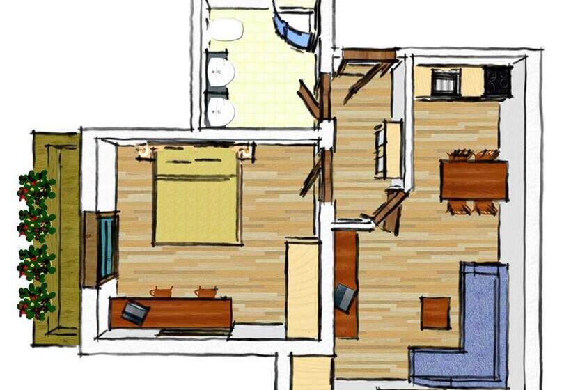침실 1개 발코니 아파트, Pension Am Rain