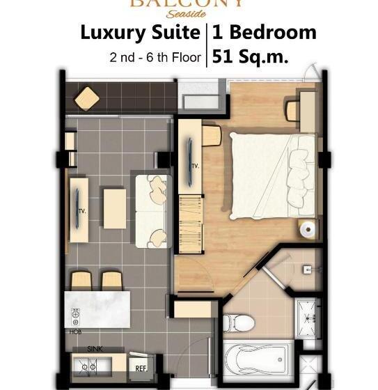 豪华套房, Balcony Seaside Sriracha Hotel & Serviced Apartments