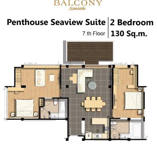 阁楼套房, Balcony Seaside Sriracha Hotel & Serviced Apartments