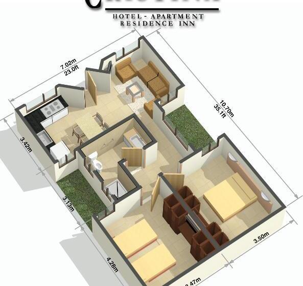 带1个卧室的豪华公寓, Residence Inn Suites Cristina