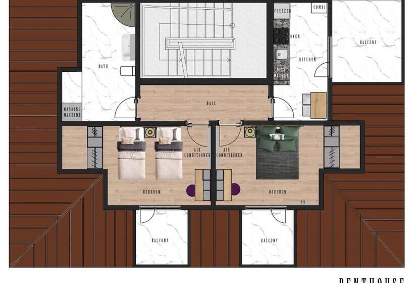 1 Bedroom Penthouse Apartment, Guest Apart Konaklar