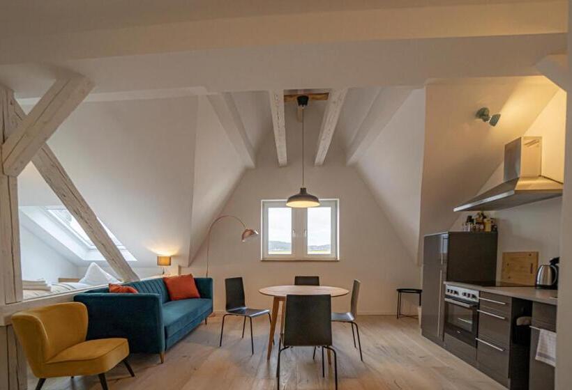 带大床的复式套间, Künstlerzimmer Im Kulturhaus Häselburg