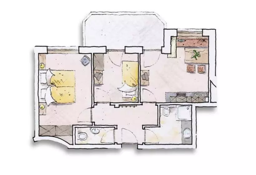 バルコニー付2ベッドルームアパートメント, Aparthotel Stacherhof