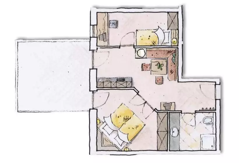 テラスつきの2ベッドルームアパートメント, Aparthotel Stacherhof