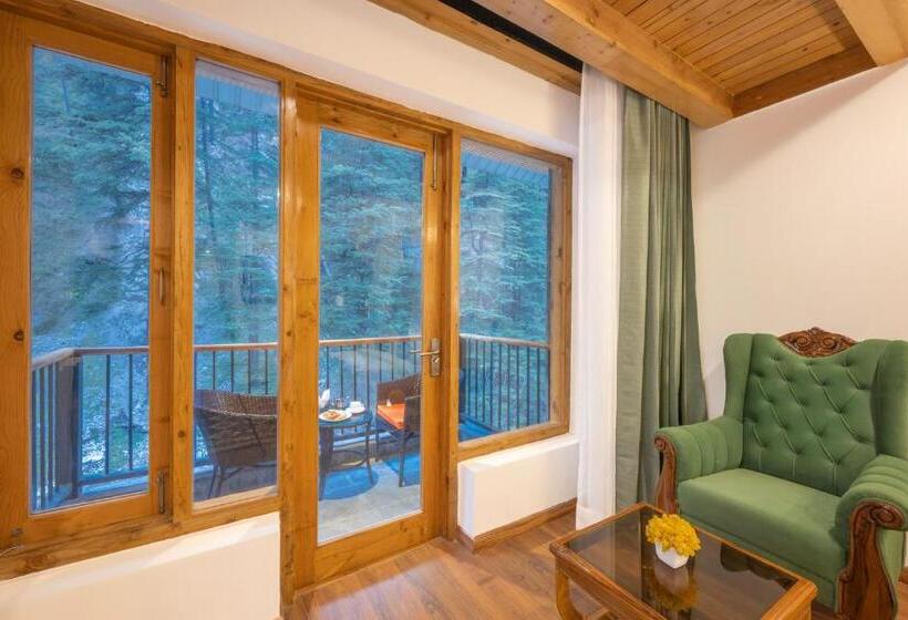 带大床的高级房间, Bradhi   Echor Riverside Resort Jibhi