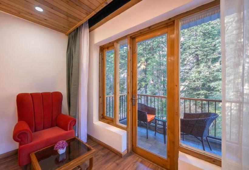 带大床的高级房间, Bradhi   Echor Riverside Resort Jibhi